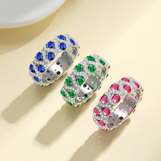 6.5MM Wide Band ColorfuRings in 925 Sterling Silver Moissanite Ring